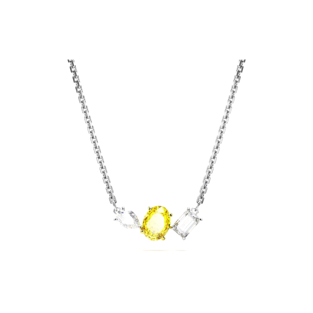 Aesthetic jewel creation yellow sapphire with pear and emerald cut moissanite