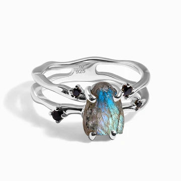 Raw Crystal Ring - Flow Labradorite