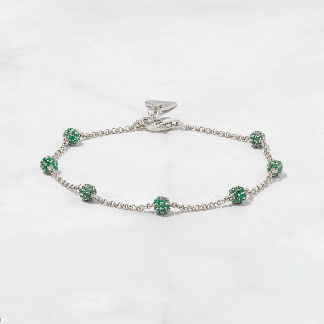 Creation round cuts of emerald with 925 sterling silver bracelet