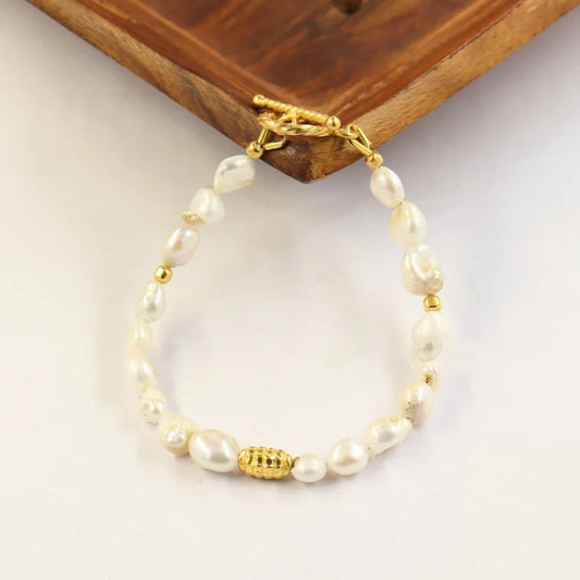 Fresh water pearl aesthetic bracelet with 925 sterling silver